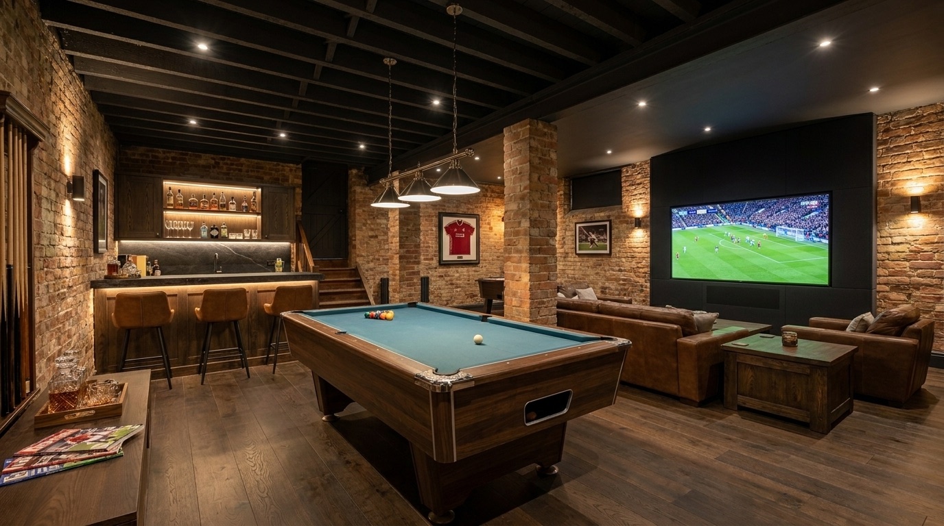 Converted basement living space in Ingatestone, Essex